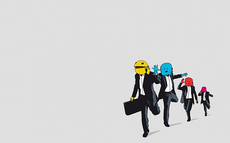 suit, chaser, business, Pac-Man - desktop wallpaper