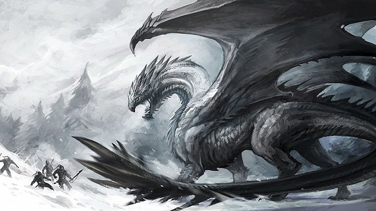 snow, dragons - desktop wallpaper