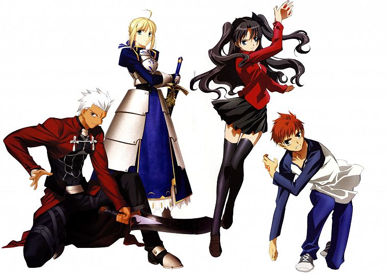 Fate/Stay Night, Tohsaka Rin, Emiya Shirou, Saber, Archer (Fate/Stay Night), Fate series - desktop wallpaper