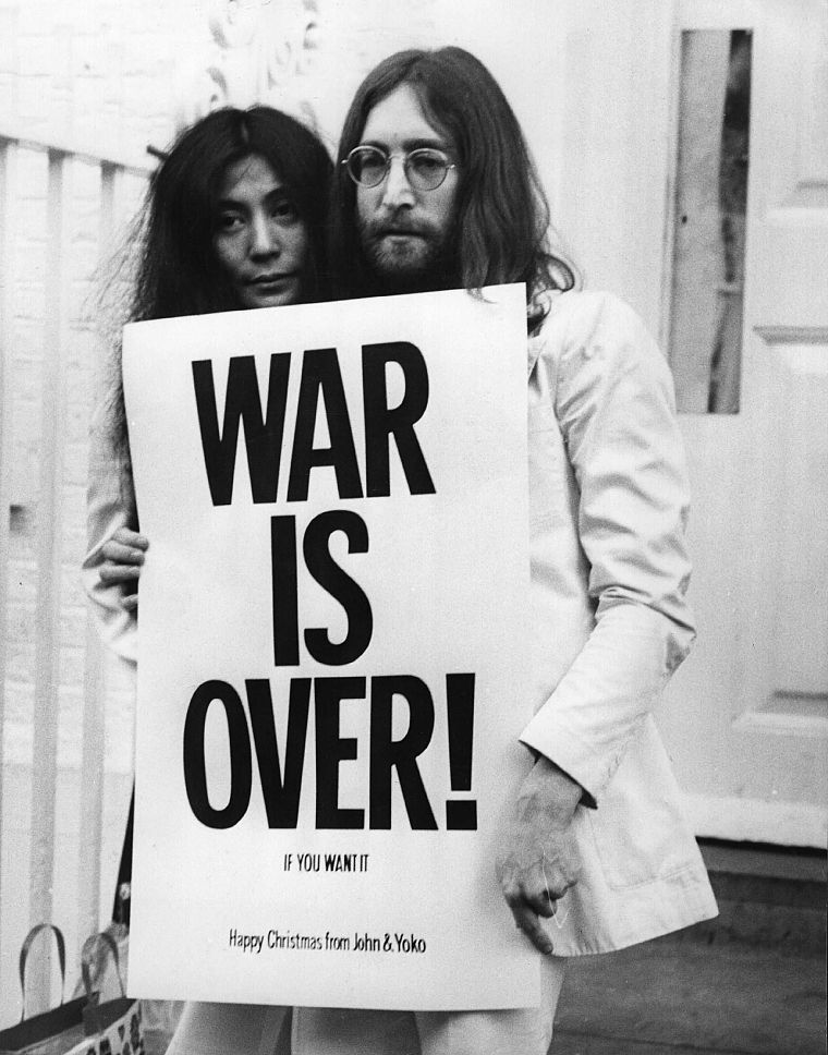 grayscale, John Lennon, Yoko Ono, monochrome - desktop wallpaper