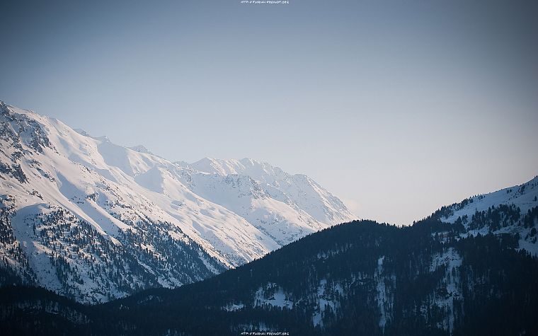 mountains, landscapes, snow, forests - desktop wallpaper