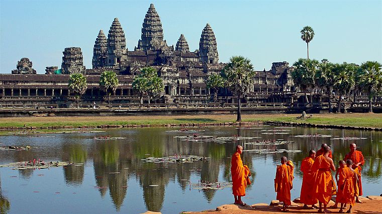 Cambodia, temples, Monks - desktop wallpaper
