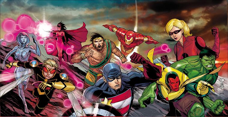 Hulk (comic character), Iron Man, Avengers comics, Hercules, Marvel Comics, Scarlet Witch, hank pym, The Vision (Comics) - desktop wallpaper