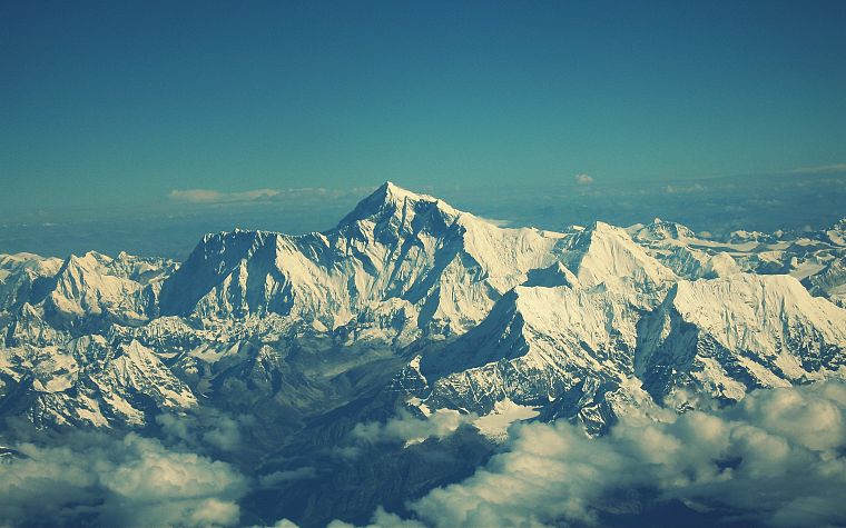 mountains, clouds, snow landscapes, HDR photography, Himalaya, Mount Everest - desktop wallpaper