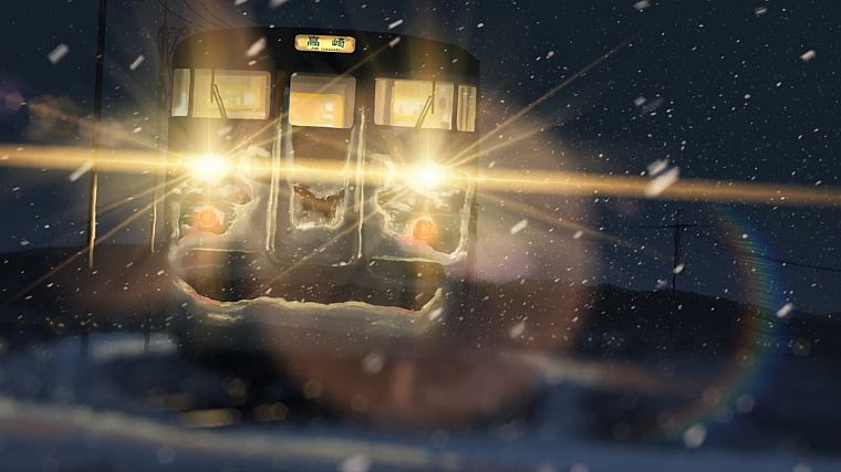 snow, trains, Makoto Shinkai, traffic lights, 5 Centimeters Per Second - desktop wallpaper