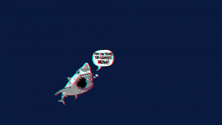 3D view, funny, sharks - desktop wallpaper