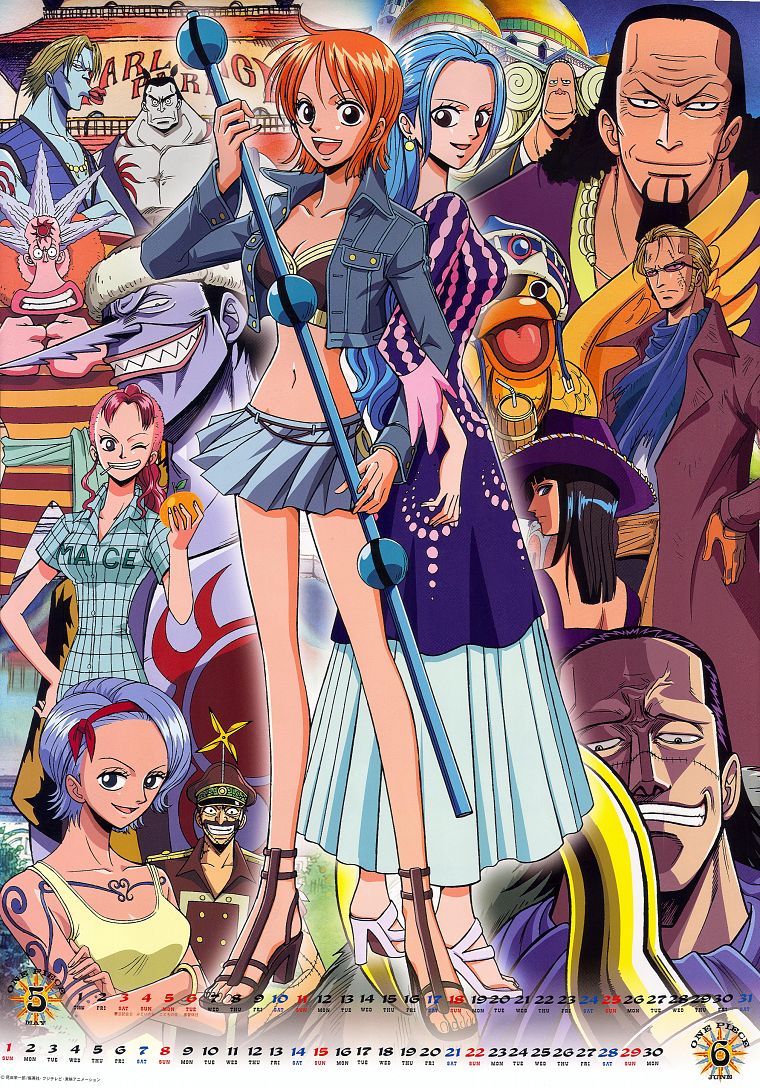 One Piece (anime), calendar, Nami (One Piece), Vivi (One Piece) - desktop wallpaper