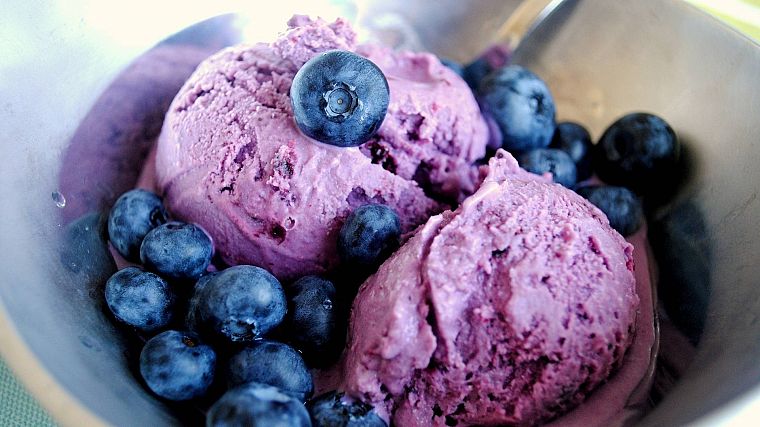 fruits, food, ice cream, blueberries - desktop wallpaper