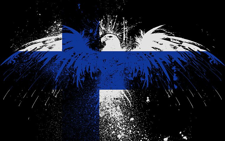 eagles, flags, Finland - desktop wallpaper