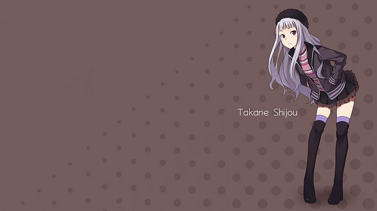 stockings, skirts, red eyes, anime, white hair, anime girls, Shijou Takane, Idolmaster - desktop wallpaper