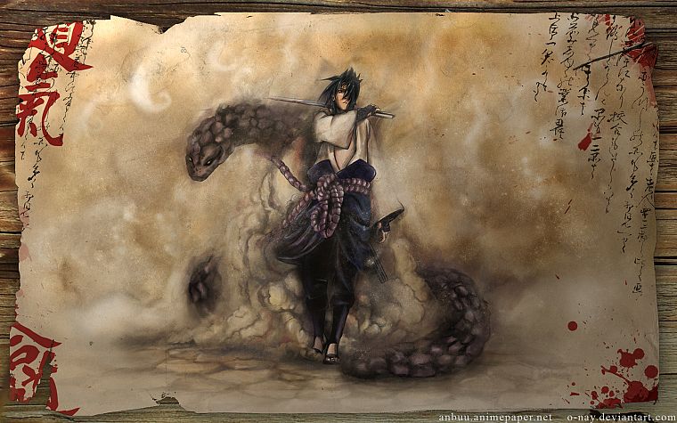 Uchiha Sasuke, snakes, Naruto: Shippuden - desktop wallpaper