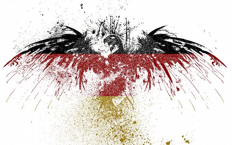 Germany, eagles, white background, german flag, paint splatter - desktop wallpaper