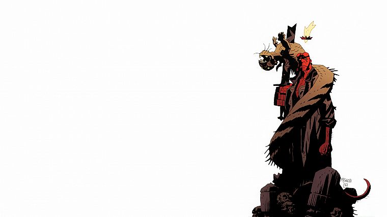 comics, Hellboy, simple background - desktop wallpaper
