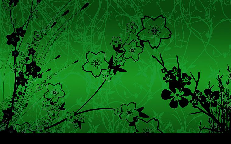 green, flowers - desktop wallpaper