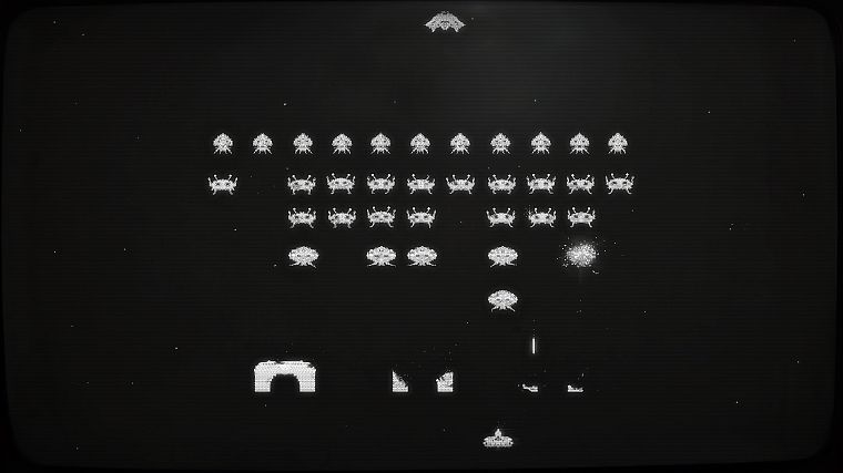 black, white, Classic, Space Invaders, Alien, white gloves, games - desktop wallpaper