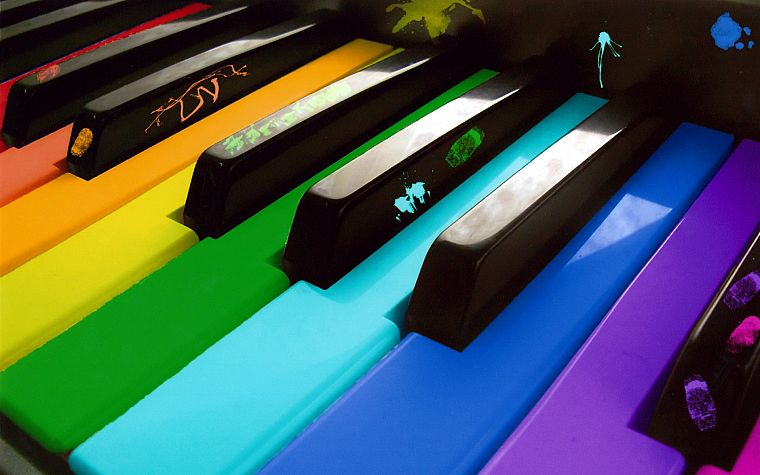 music, piano, multicolor, rainbows - desktop wallpaper