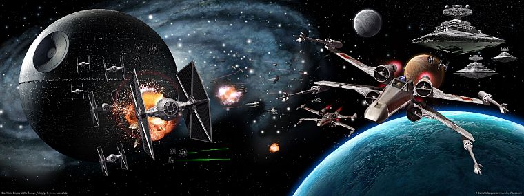 Star Wars, Death Star, X-Wing, Tie fighters, Star destroyers - desktop wallpaper