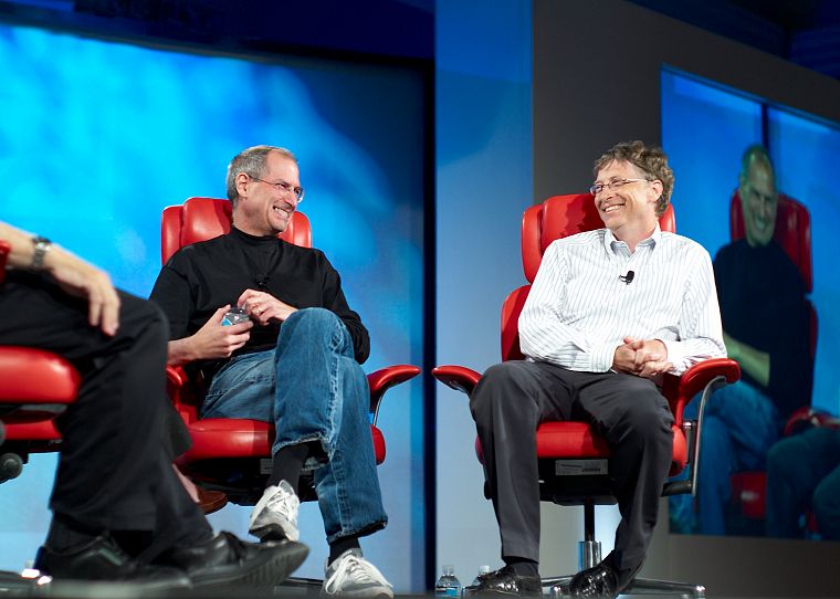 Apple Inc., Microsoft, Bill Gates, Steve Jobs - desktop wallpaper