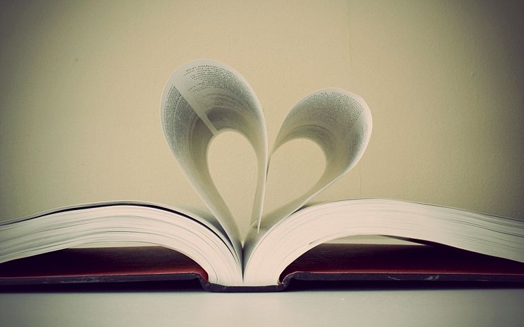 books, hearts - desktop wallpaper