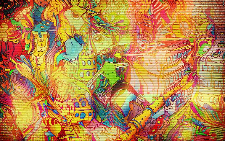 abstract, multicolor, buildings, surreal, artwork, Matei Apostolescu - desktop wallpaper