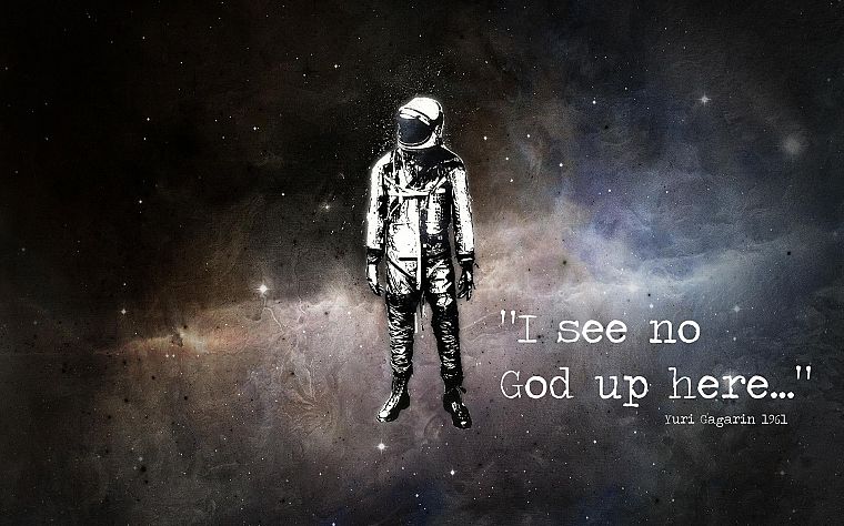 outer space, text, astronauts, Yuri Gagarin, cosmonaut - desktop wallpaper