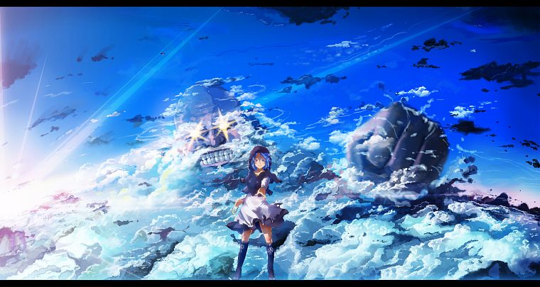 blue, clouds, Touhou, anime, skyscapes, Kumoi Ichirin, Unzan - desktop wallpaper