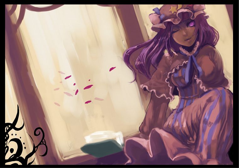 video games, Touhou, purple hair, purple eyes, Patchouli Knowledge, anime girls - desktop wallpaper
