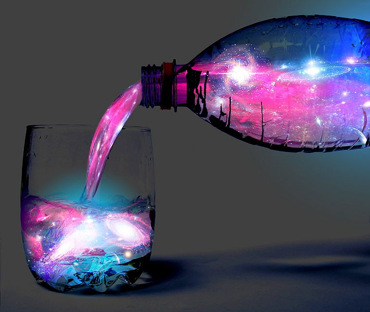 water, bottles, photo manipulation - desktop wallpaper