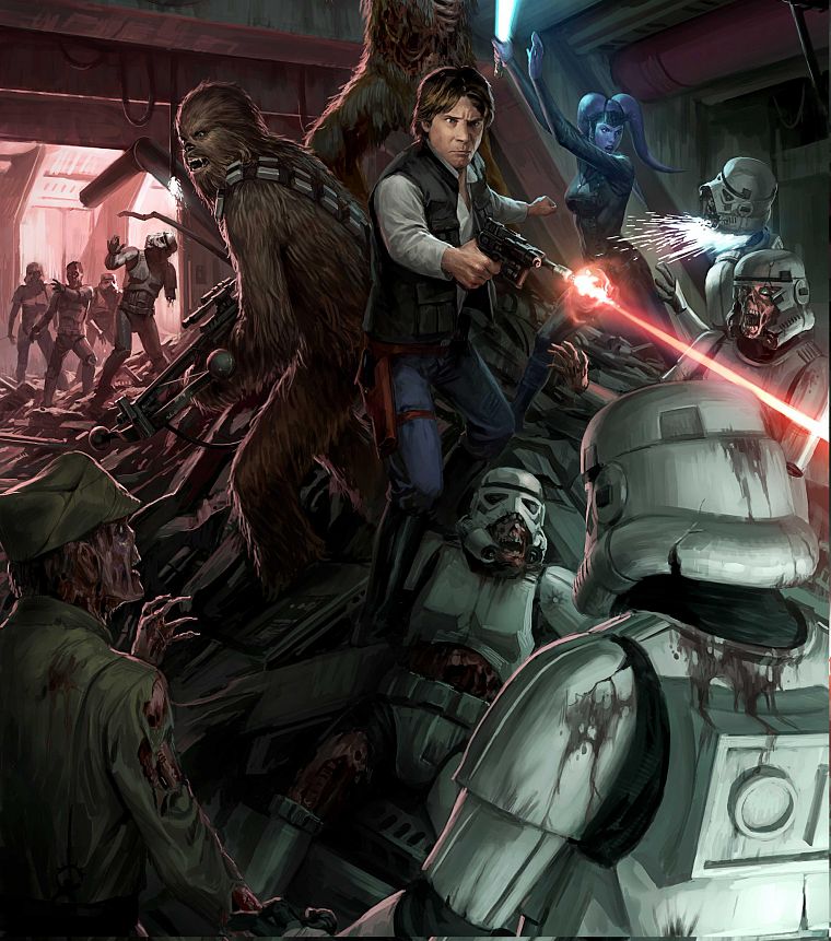 Star Wars, zombies, Han Solo, Chewbacca, twi lek - desktop wallpaper