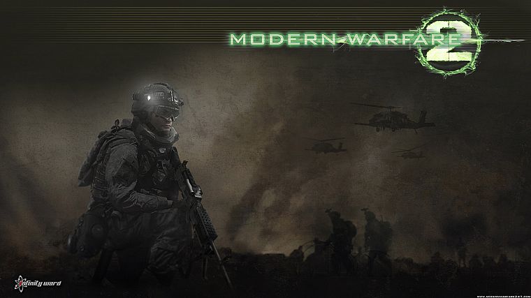 soldiers, helicopters, smoke, Call of Duty, gas masks, goggles, US Army, Call of Duty: Modern Warfare 2, M240, flashlight - desktop wallpaper