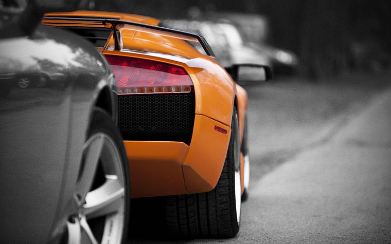 cars, Lamborghini, selective coloring, orange cars - desktop wallpaper