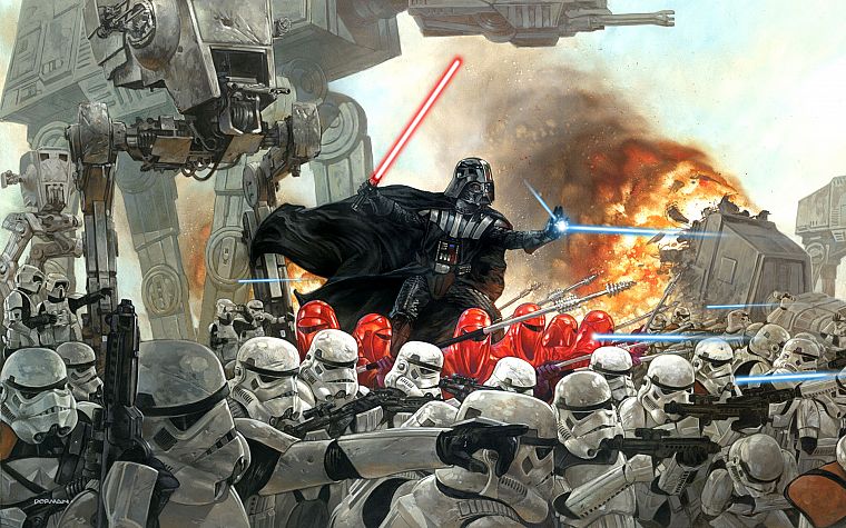 stormtroopers, lightsabers, Darth Vader - desktop wallpaper