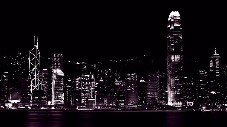 cityscapes, night, buildings, Hong Kong - desktop wallpaper