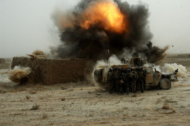 military, explosions, Afghanistan, Humvee, HMMWV - desktop wallpaper
