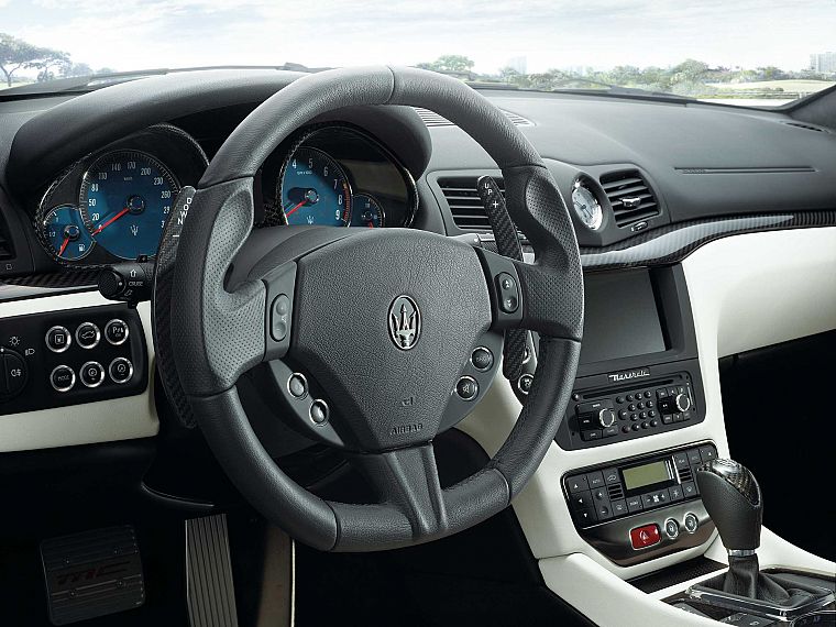 cars, Italian, interior, vehicles, dashboards, car interiors, steering wheel, Maserati GranTurismo - desktop wallpaper