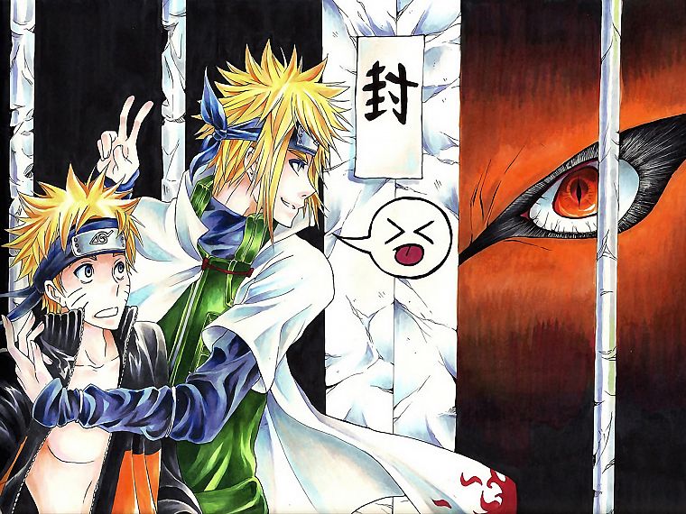 Naruto: Shippuden, Kyuubi, Yondaime, Minato Namikaze, Uzumaki Naruto - desktop wallpaper