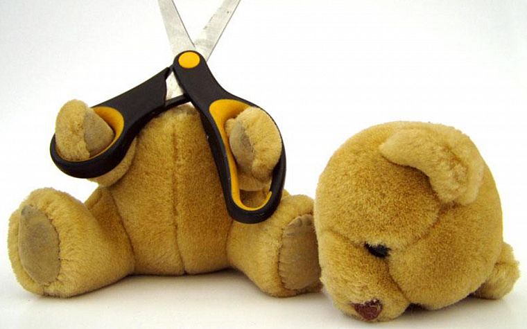 scissors, suicide, teddy bears - desktop wallpaper