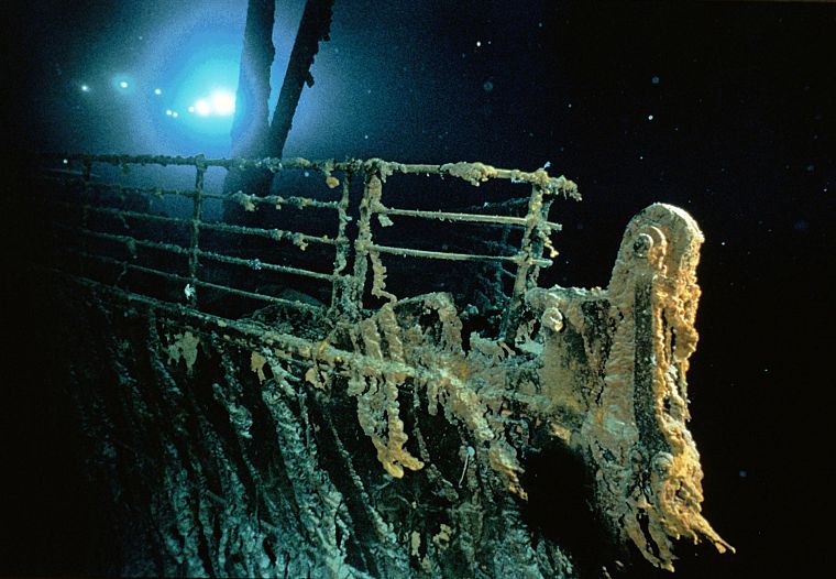 Titanic, bows, vehicles, underwater, railing, shipwreck - desktop wallpaper