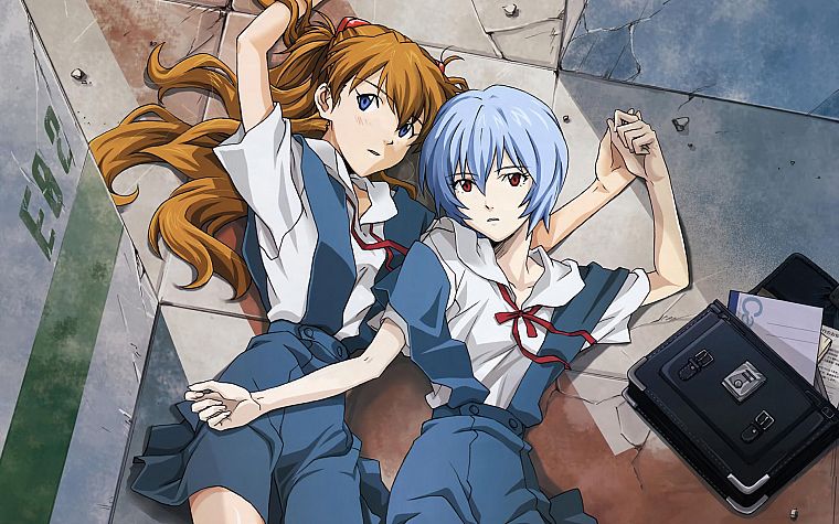 school uniforms, Ayanami Rei, Neon Genesis Evangelion, Asuka Langley Soryu - desktop wallpaper
