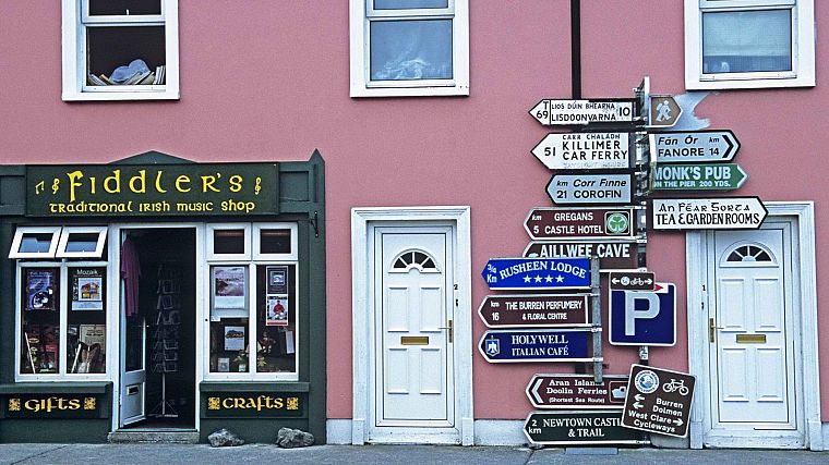 urban, Ireland, roadsigns, shop - desktop wallpaper
