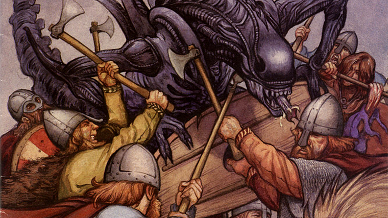 Vikings, Alien - desktop wallpaper