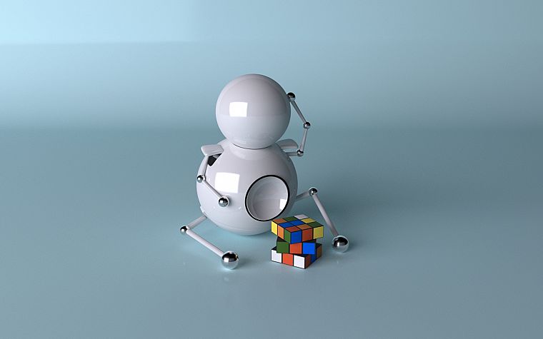 robots, thinking, cubes, Rubiks Cube - desktop wallpaper