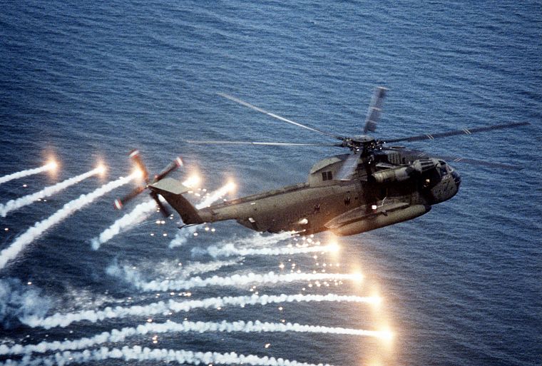 helicopters, flares - desktop wallpaper
