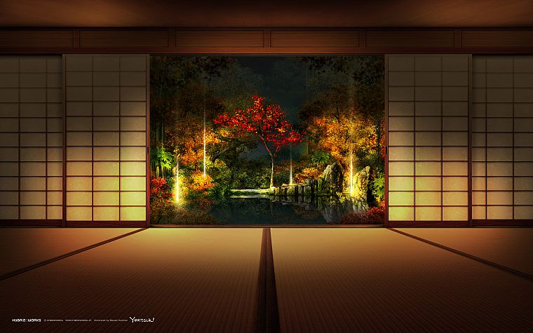 paintings, houses, Japanese - desktop wallpaper