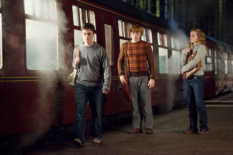 Emma Watson, Harry Potter, Daniel Radcliffe, Rupert Grint, Hermione Granger, Ron Weasley, Hogwarts Express - desktop wallpaper