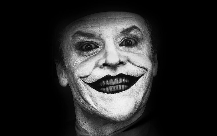 The Joker, Jack Nicholson, monochrome - desktop wallpaper