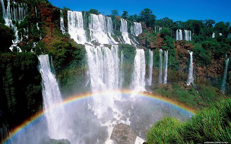 rainbows, waterfalls - desktop wallpaper