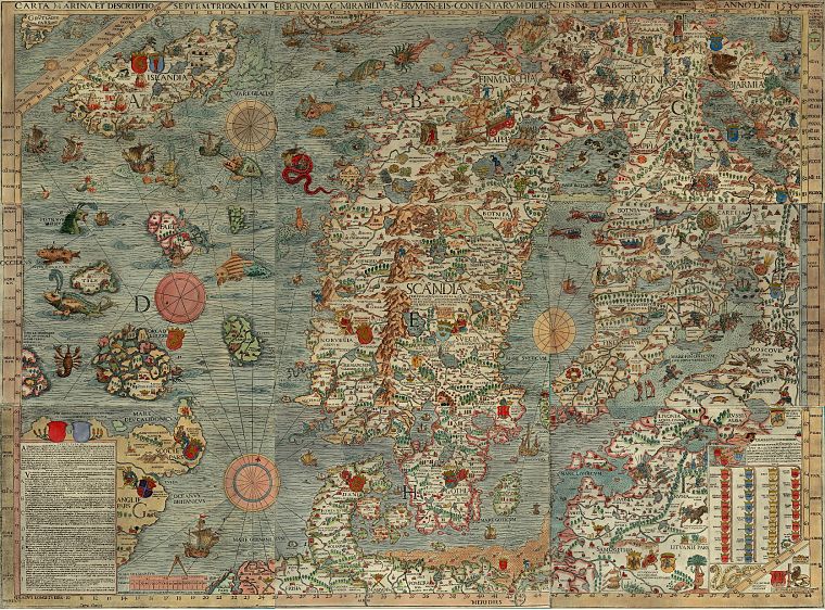 Europe, maps, Iceland, old map, Scandinavia - desktop wallpaper