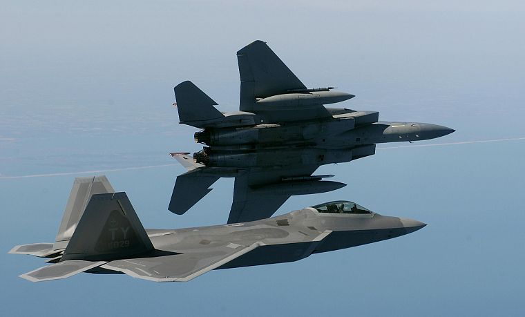 aircraft, military, F-22 Raptor, planes, F-15 Eagle - desktop wallpaper