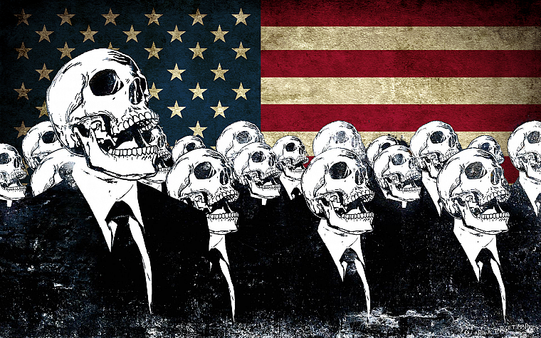 skulls, flags, American Flag, Alex Cherry - desktop wallpaper